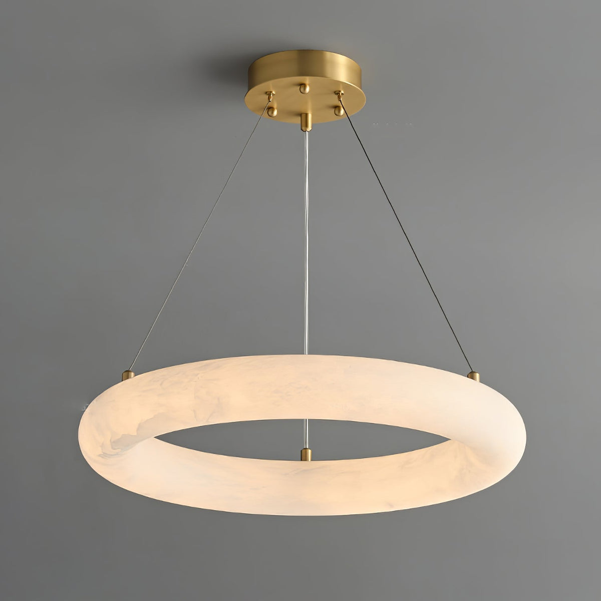 Erzorila ronde albasten hanglamp met goudkleurige accenten