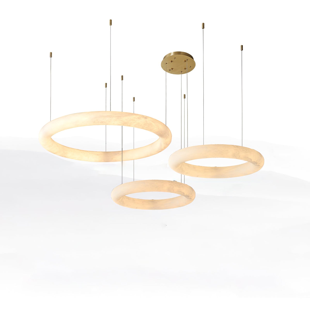 Erzorila ronde albasten hanglamp met goudkleurige accenten