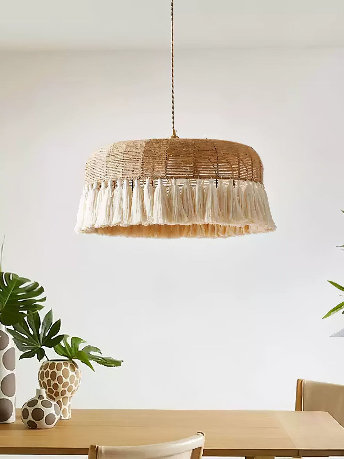 Boho handgeweven jute hanglamp