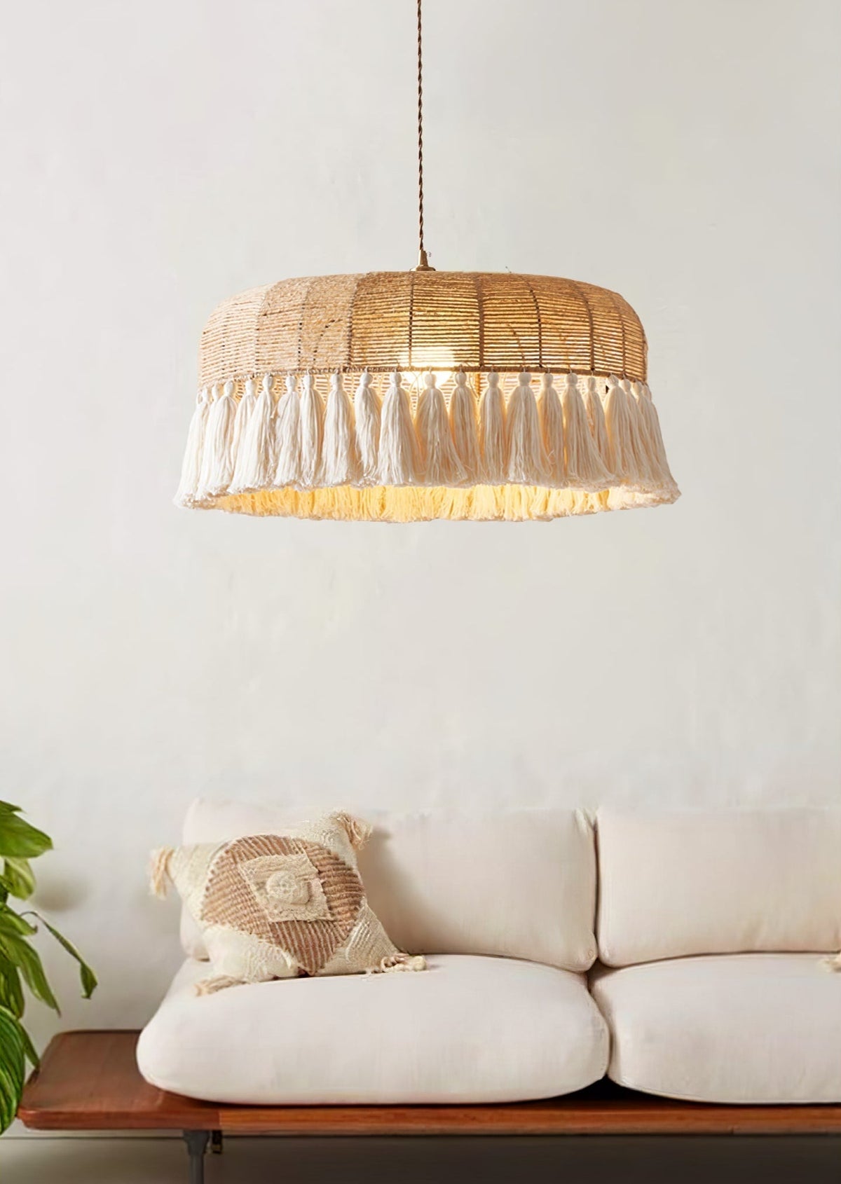 Boho handgeweven jute hanglamp