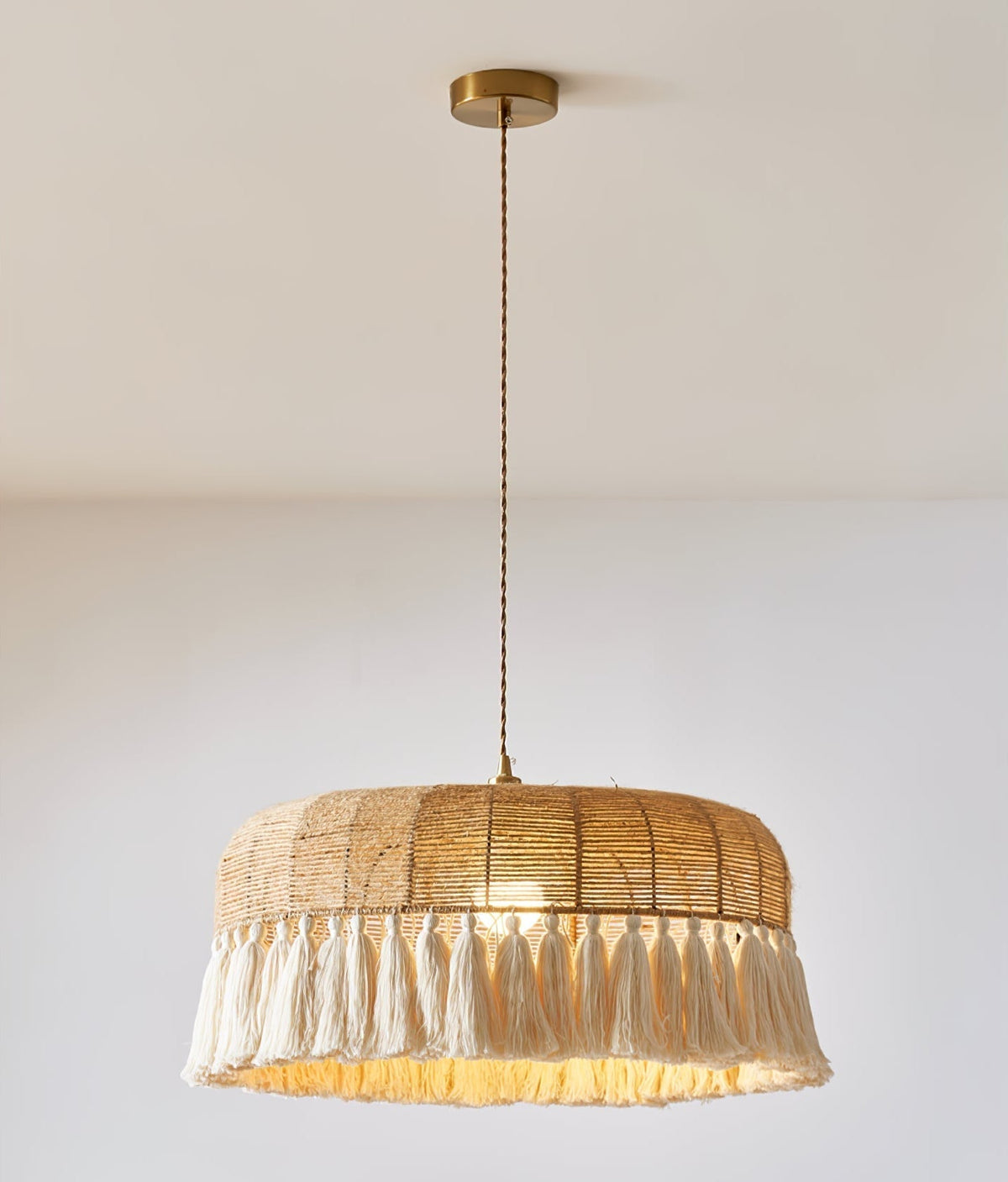 Boho handgeweven jute hanglamp