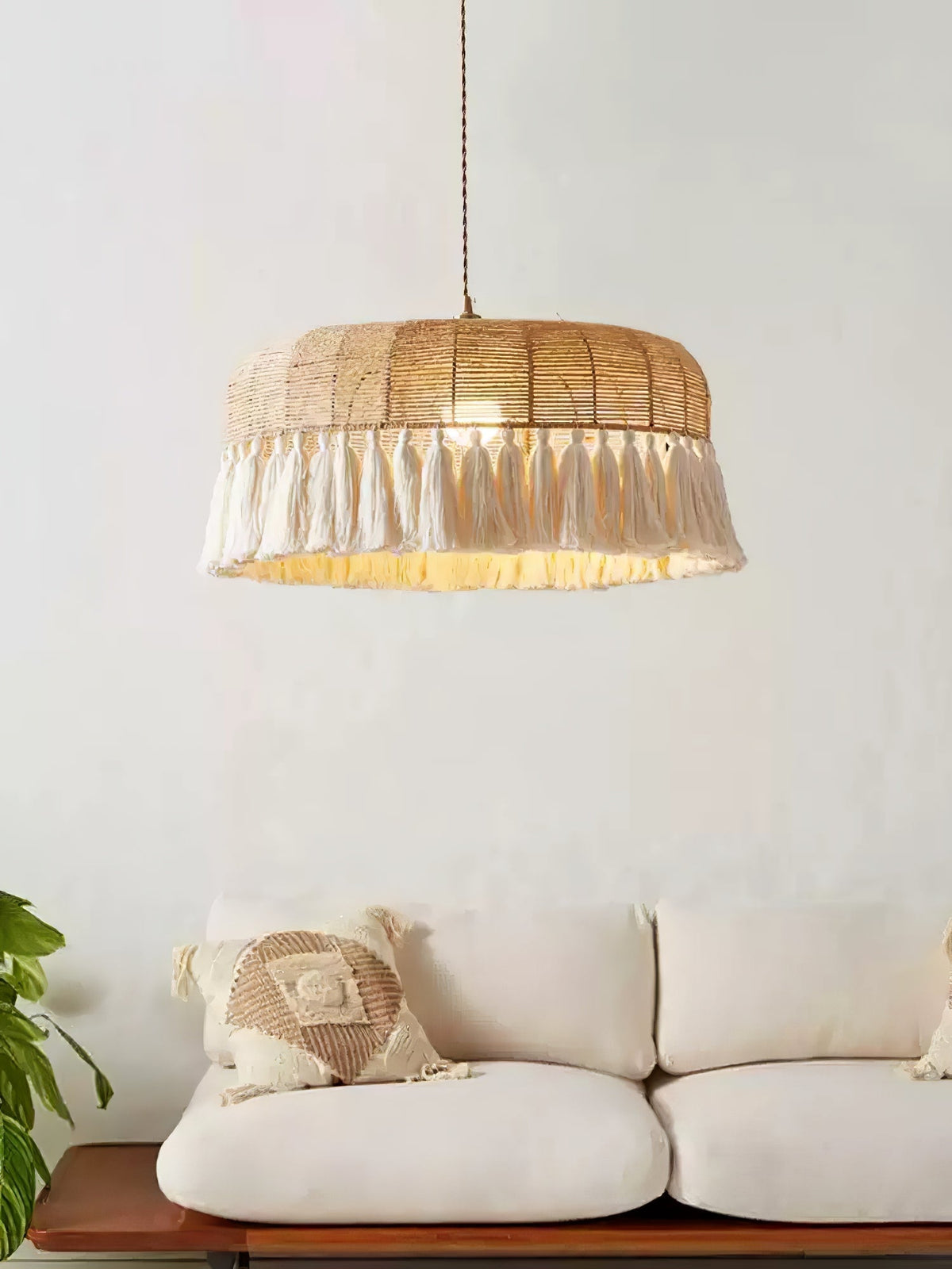 Boho handgeweven jute hanglamp