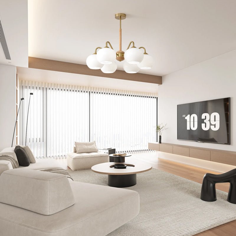 Elyra elegante kroonluchter met houten accenten