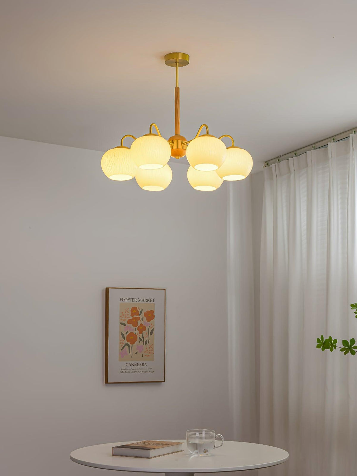 Elyra elegante kroonluchter met houten accenten