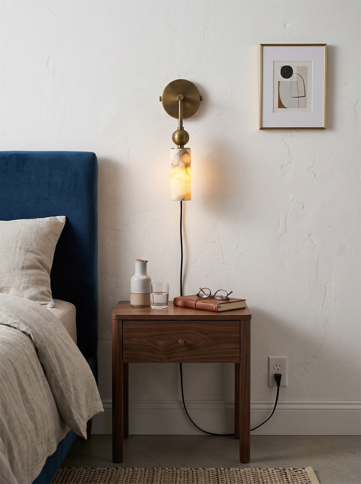 Eiraina albasten wandlamp met stekker