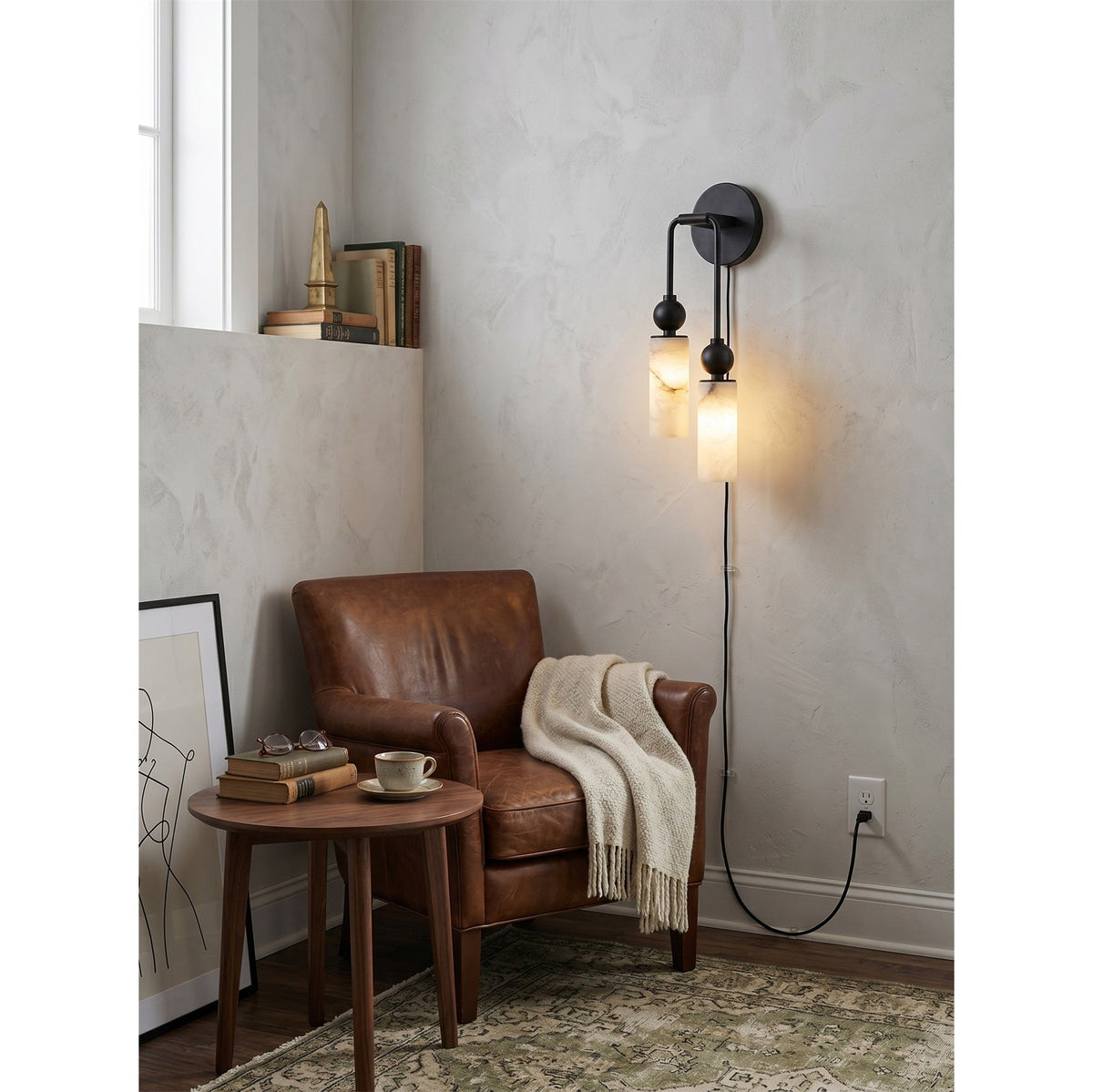 Eiraina albasten wandlamp met stekker