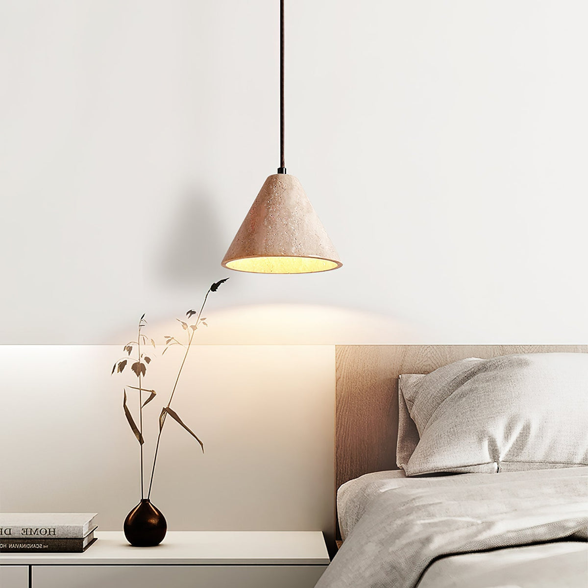 Aklan koepelvormige Shade travertin hanglamp