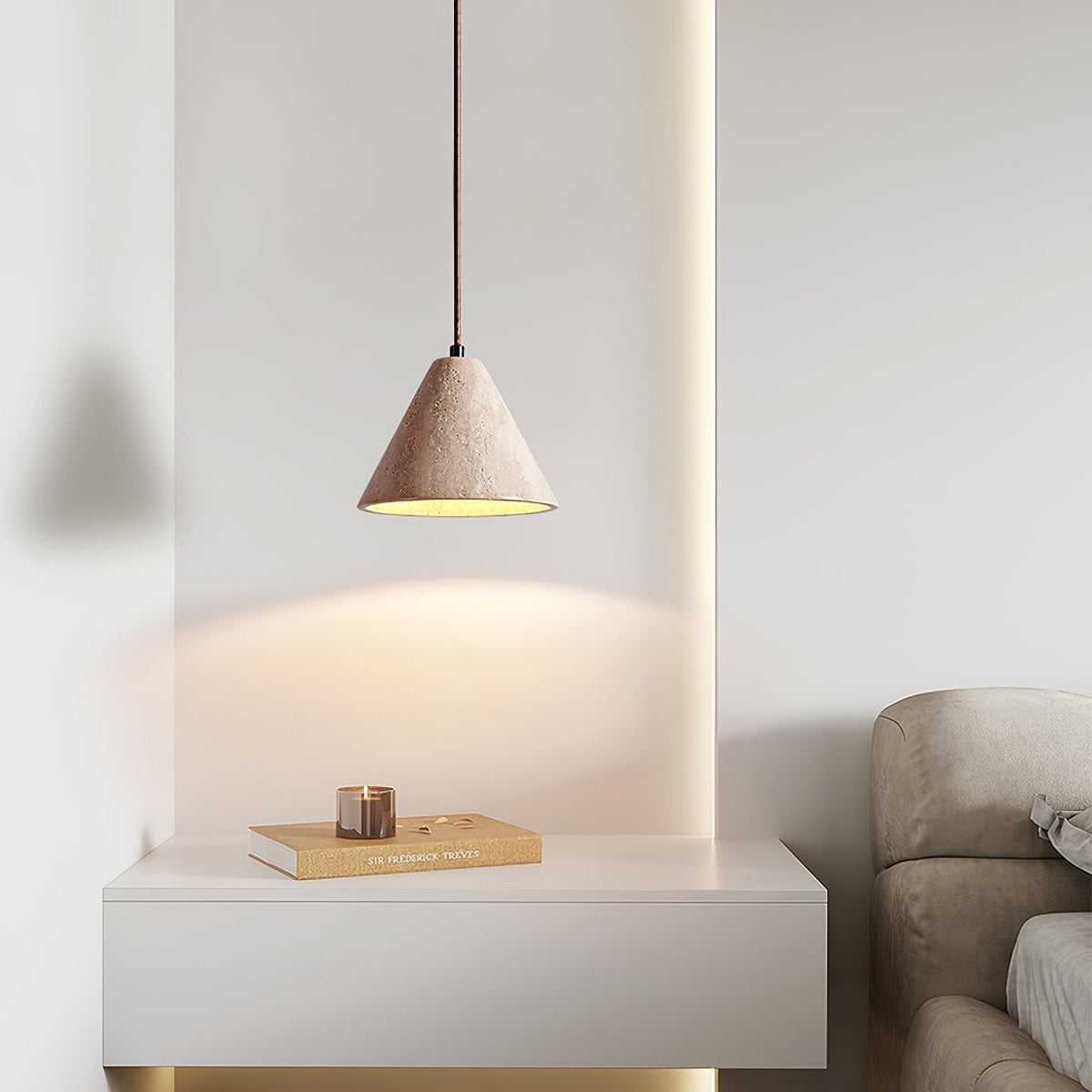 Aklan koepelvormige Shade travertin hanglamp
