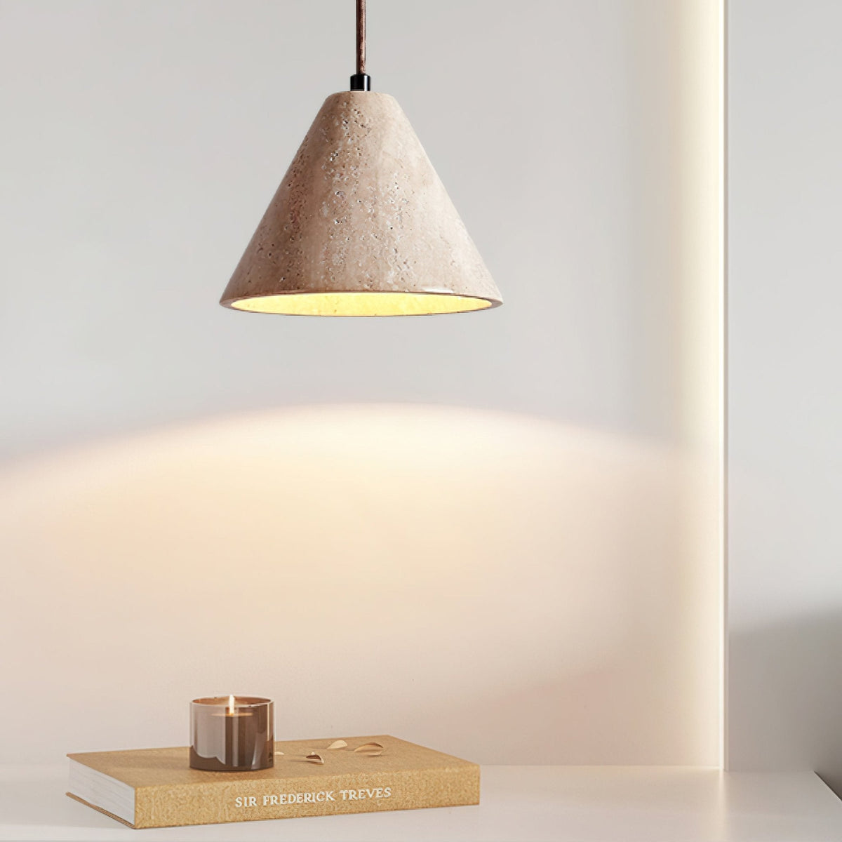 Aklan koepelvormige Shade travertin hanglamp