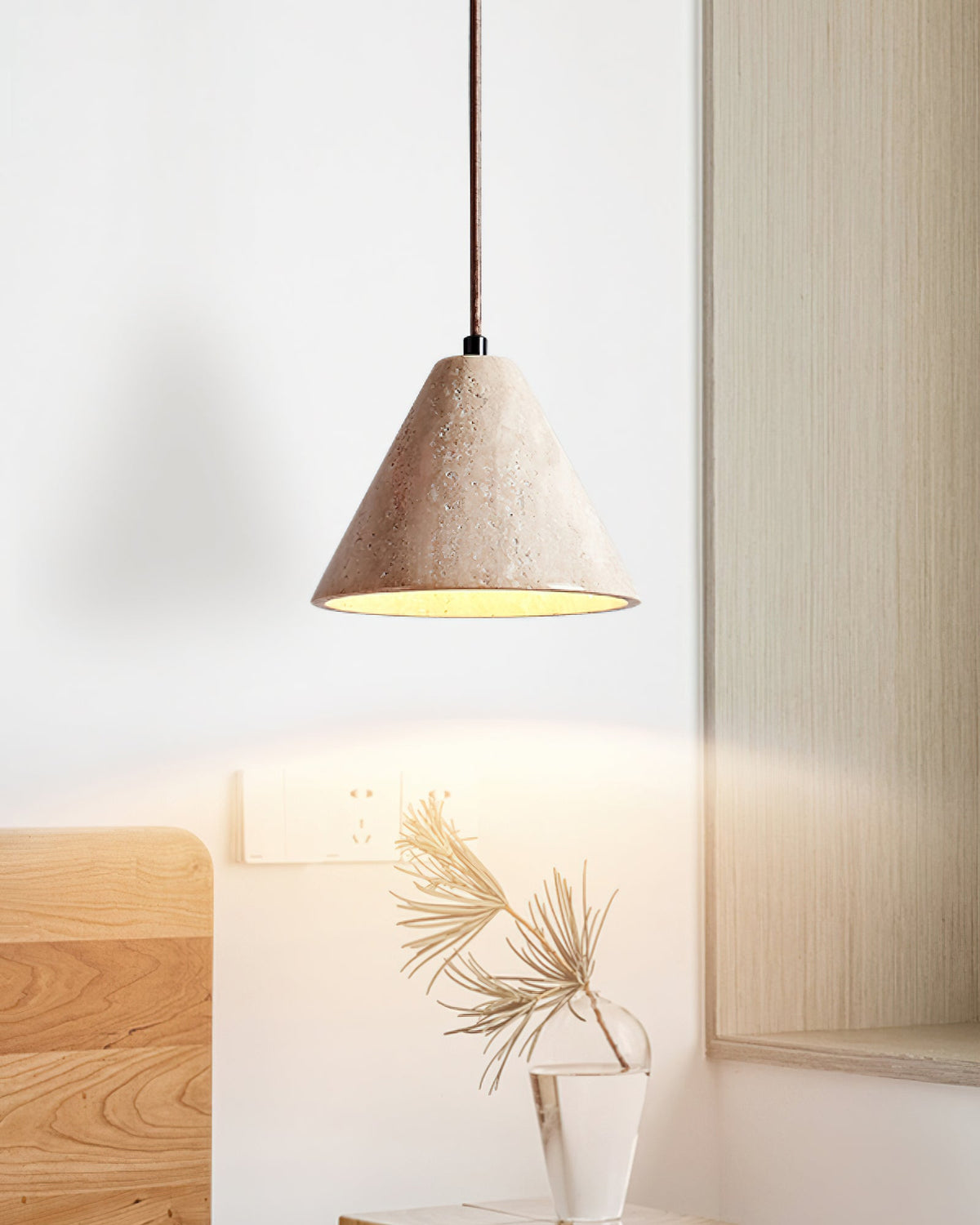 Aklan koepelvormige Shade travertin hanglamp
