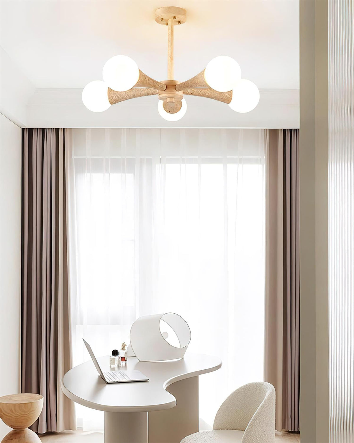 Tavenina Vlakke plafondlamp Hout travertin