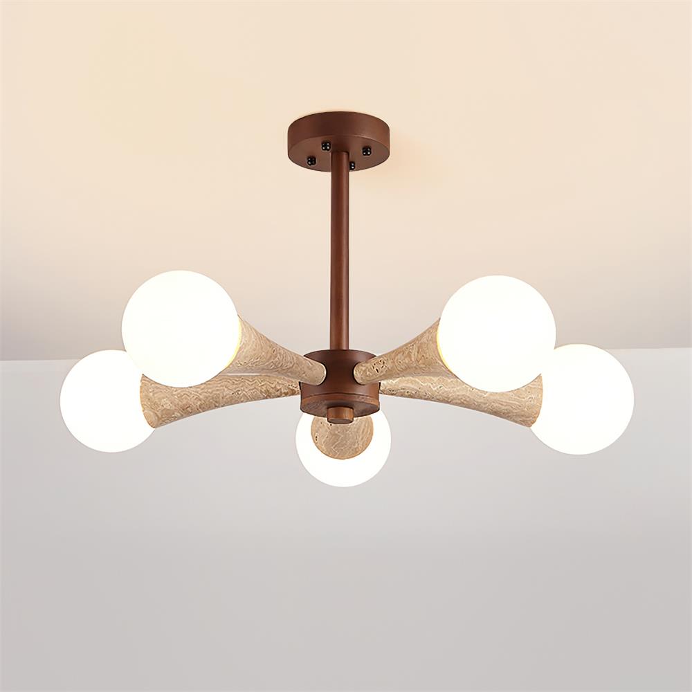 Tavenina Vlakke plafondlamp Hout travertin