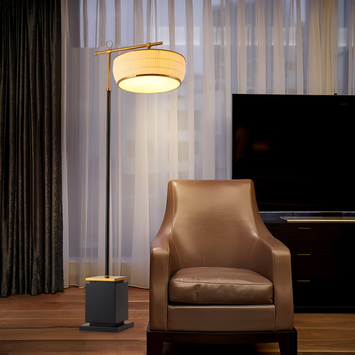 Socor moderne vloerlamp met stoffen kap