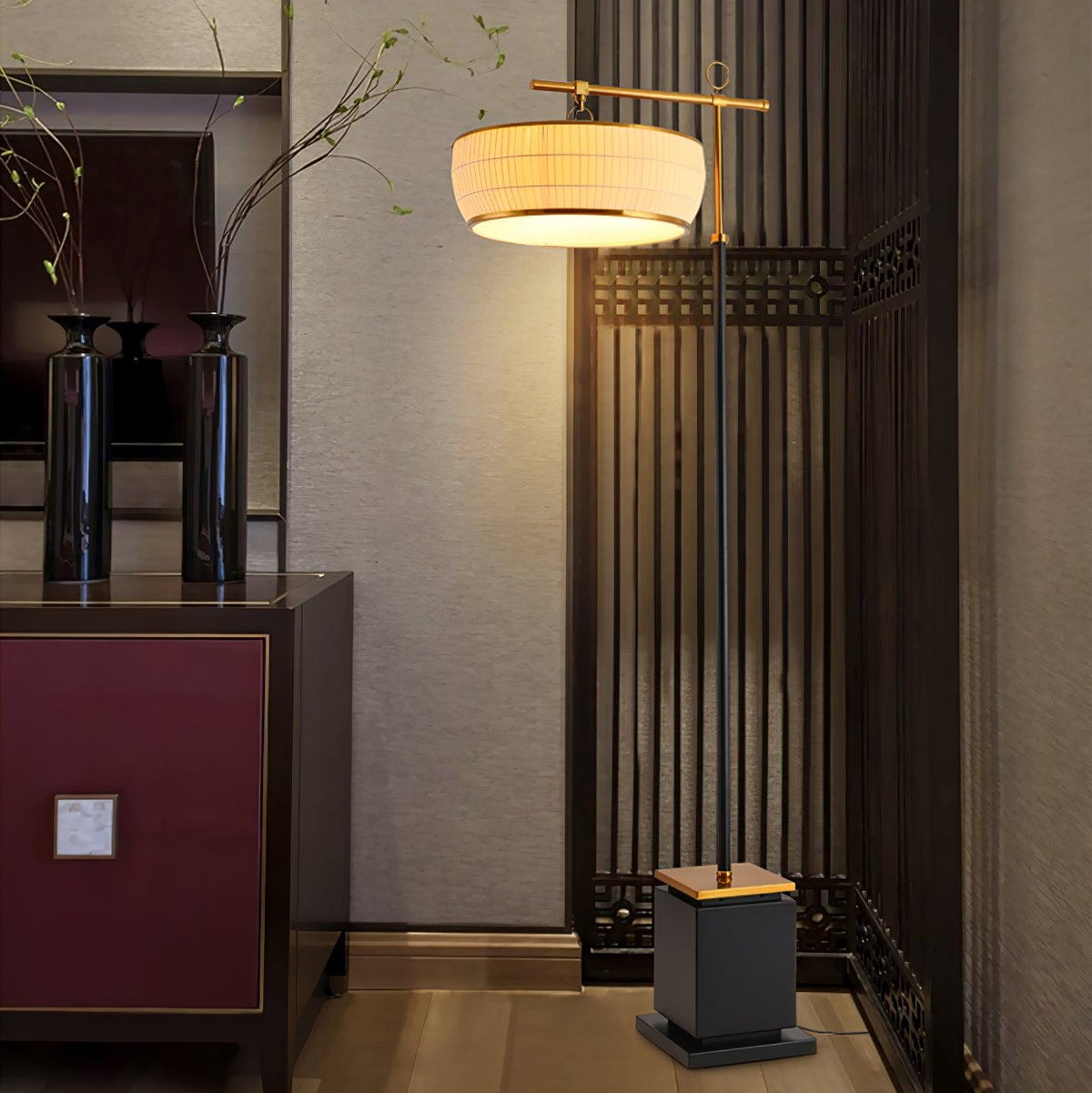 Socor moderne vloerlamp met stoffen kap