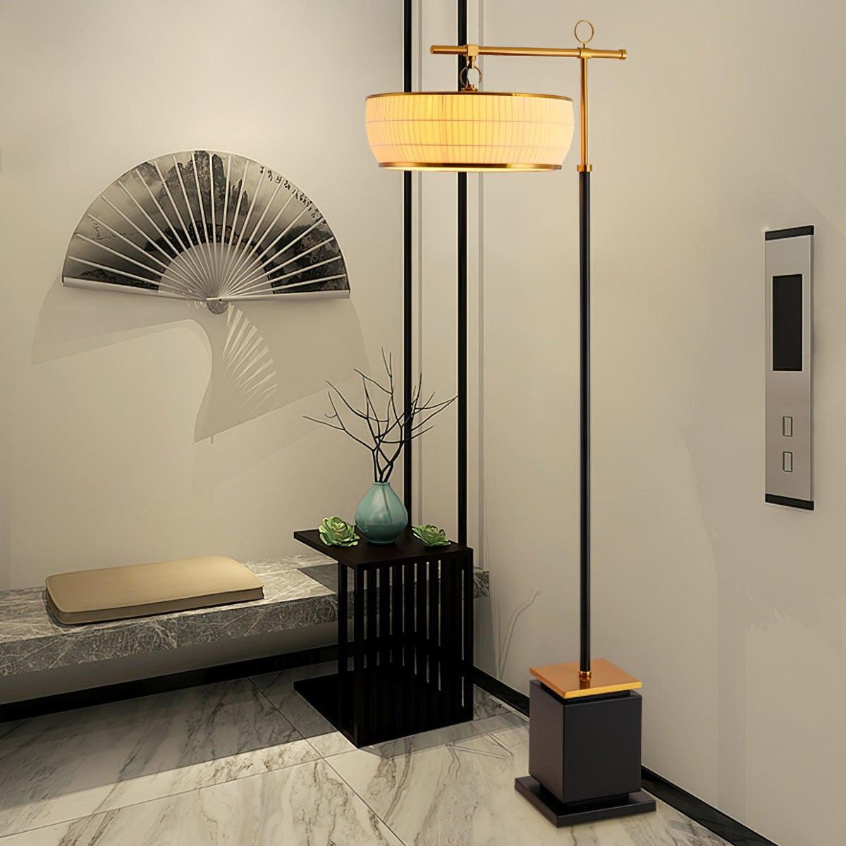 Socor moderne vloerlamp met stoffen kap