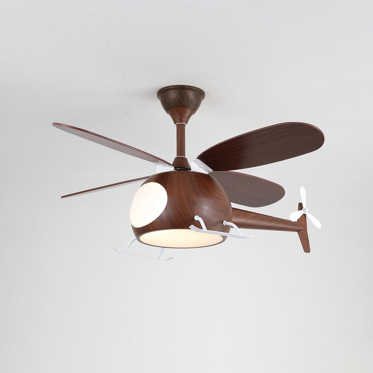 Aviara Moderne plafondventilator met verlichting van walnoothout voor kinderen