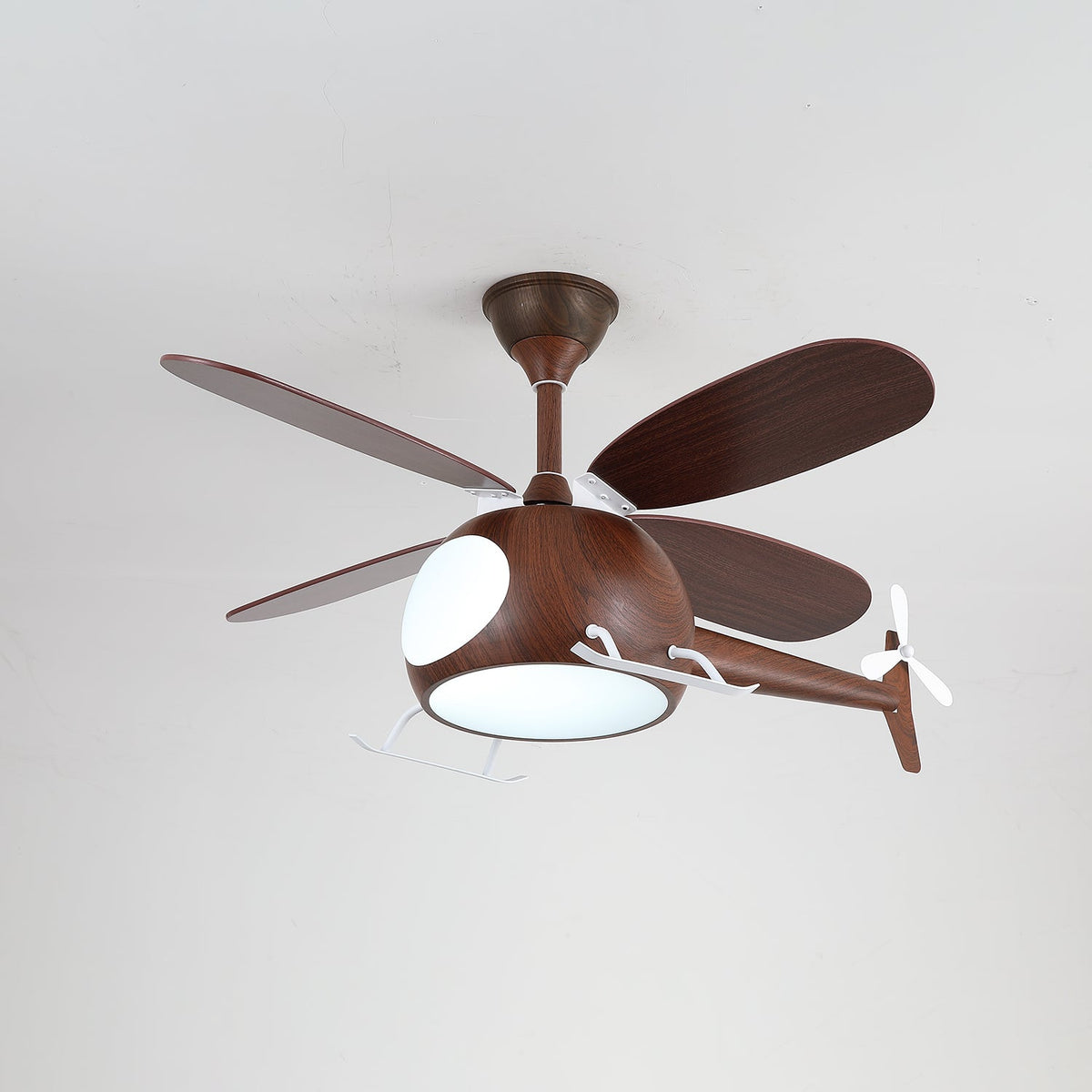 Aviara Moderne plafondventilator met verlichting van walnoothout voor kinderen