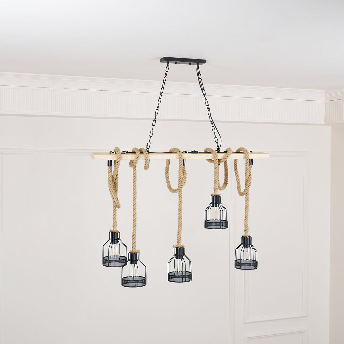 Arove hanglamp van hennepkoord industriële stijl
