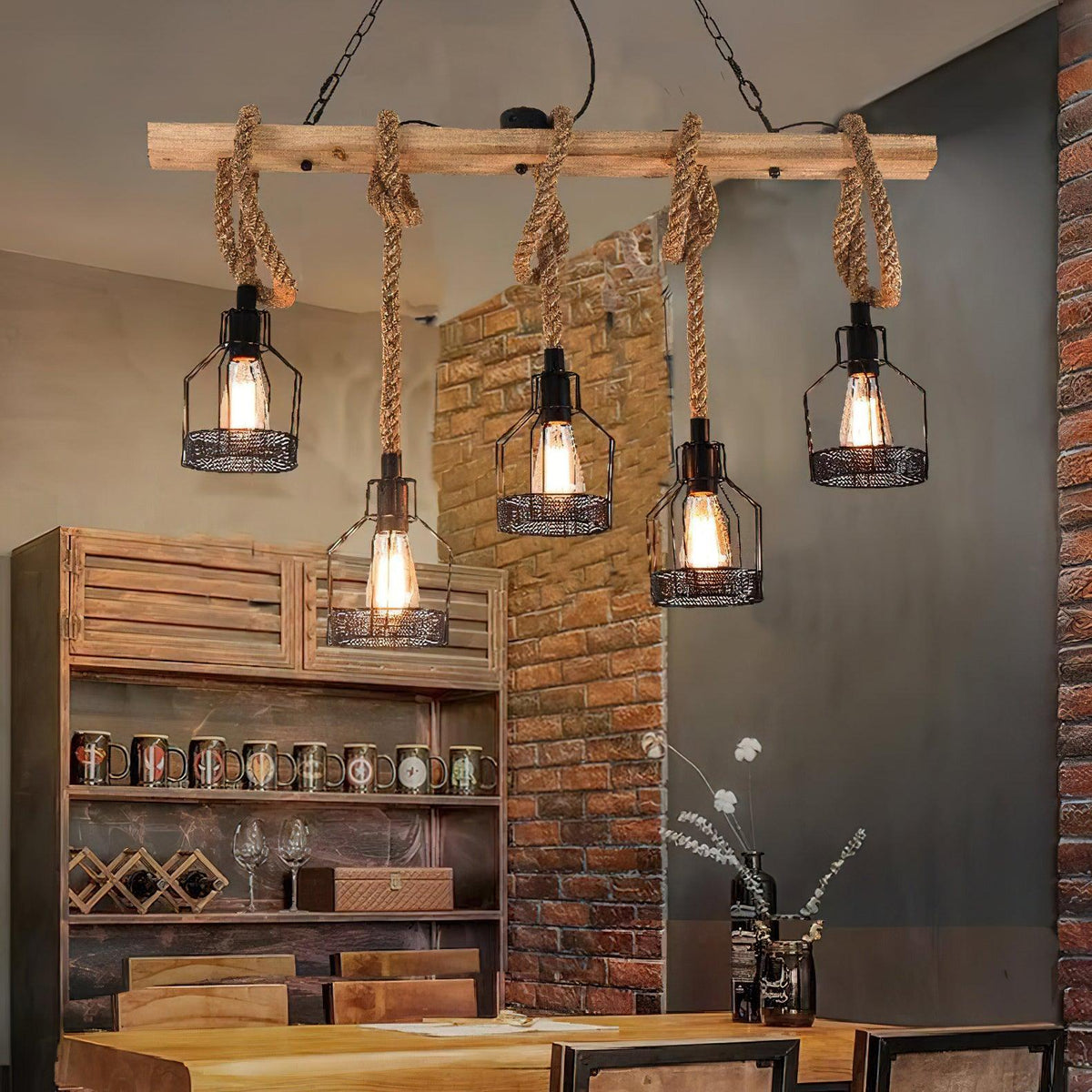 Arove hanglamp van hennepkoord industriële stijl