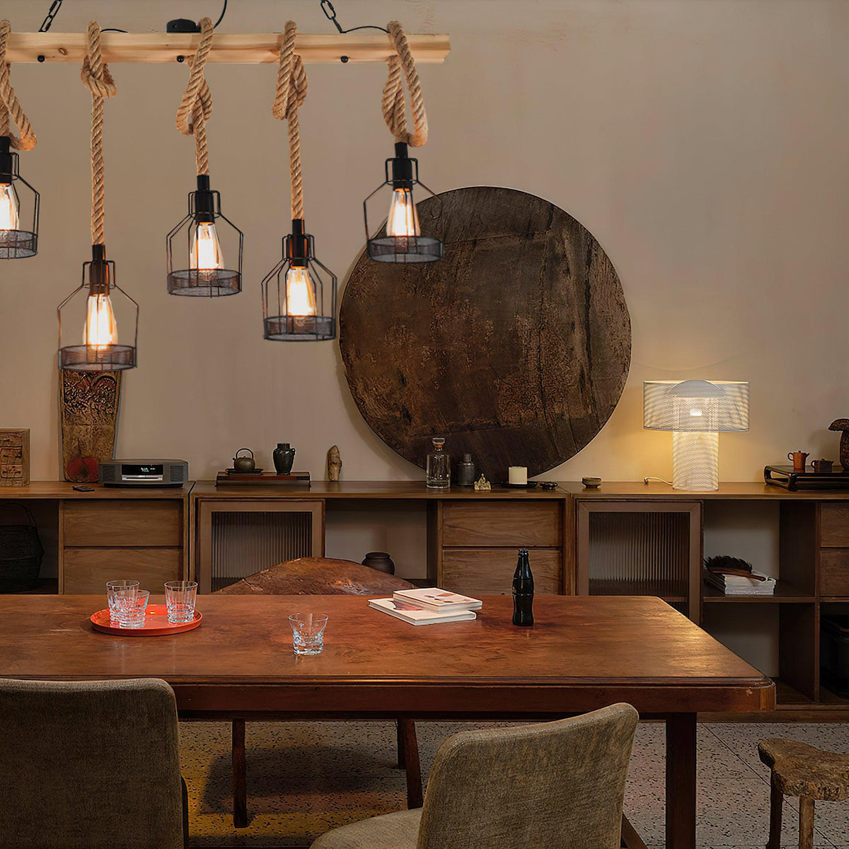 Arove hanglamp van hennepkoord industriële stijl