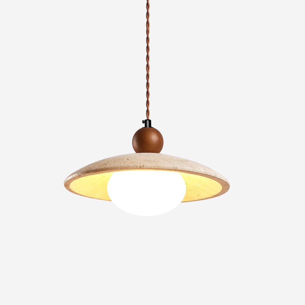 Travaro travertin hanglamp met houten accent
