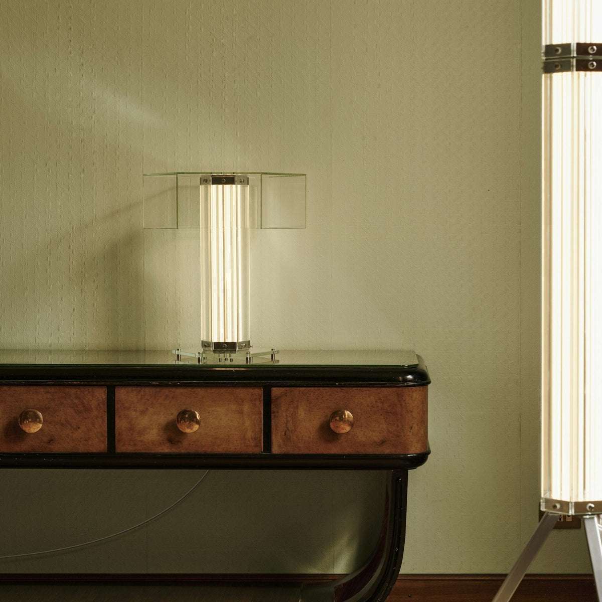Hexagonal tafellamp van glas