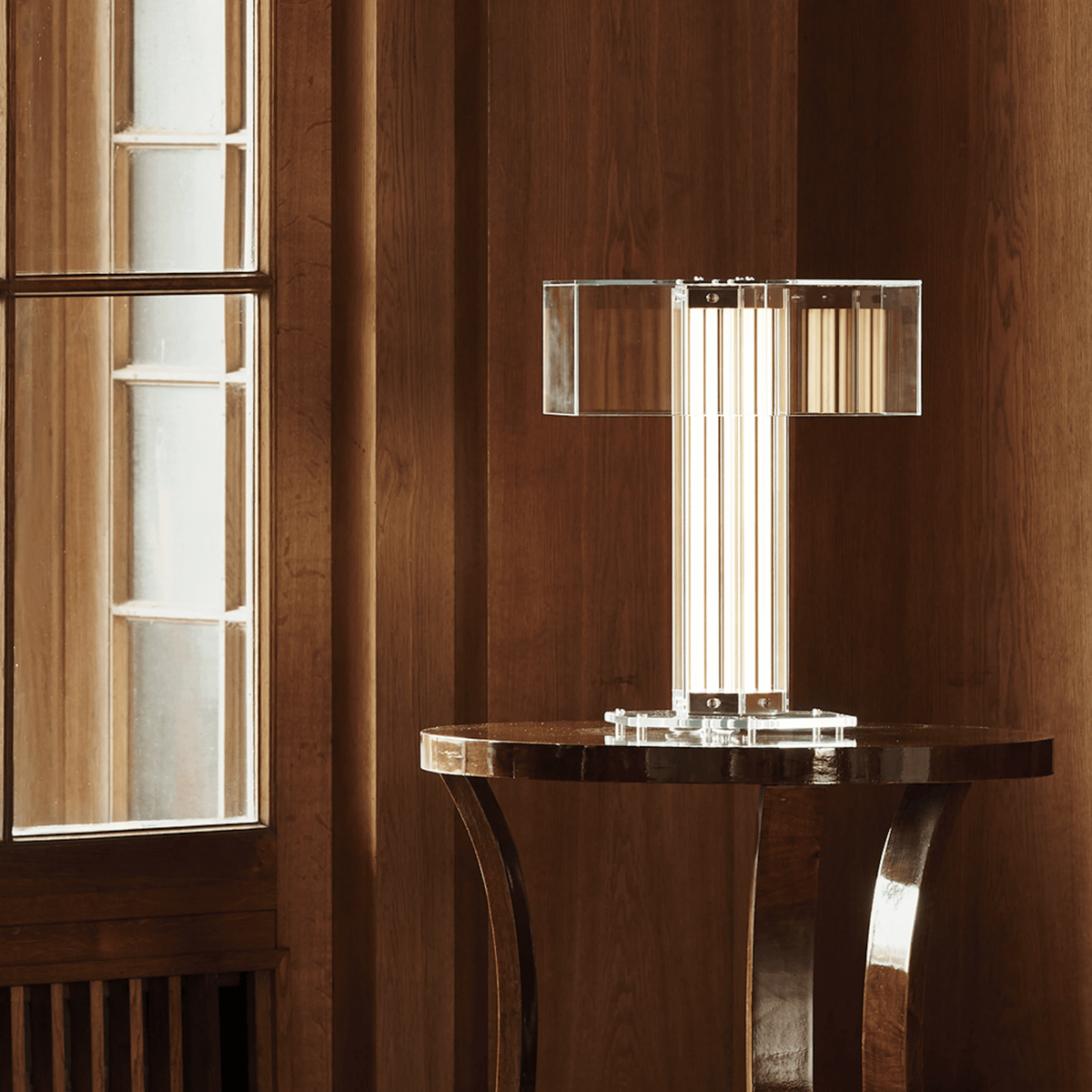 Hexagonal tafellamp van glas