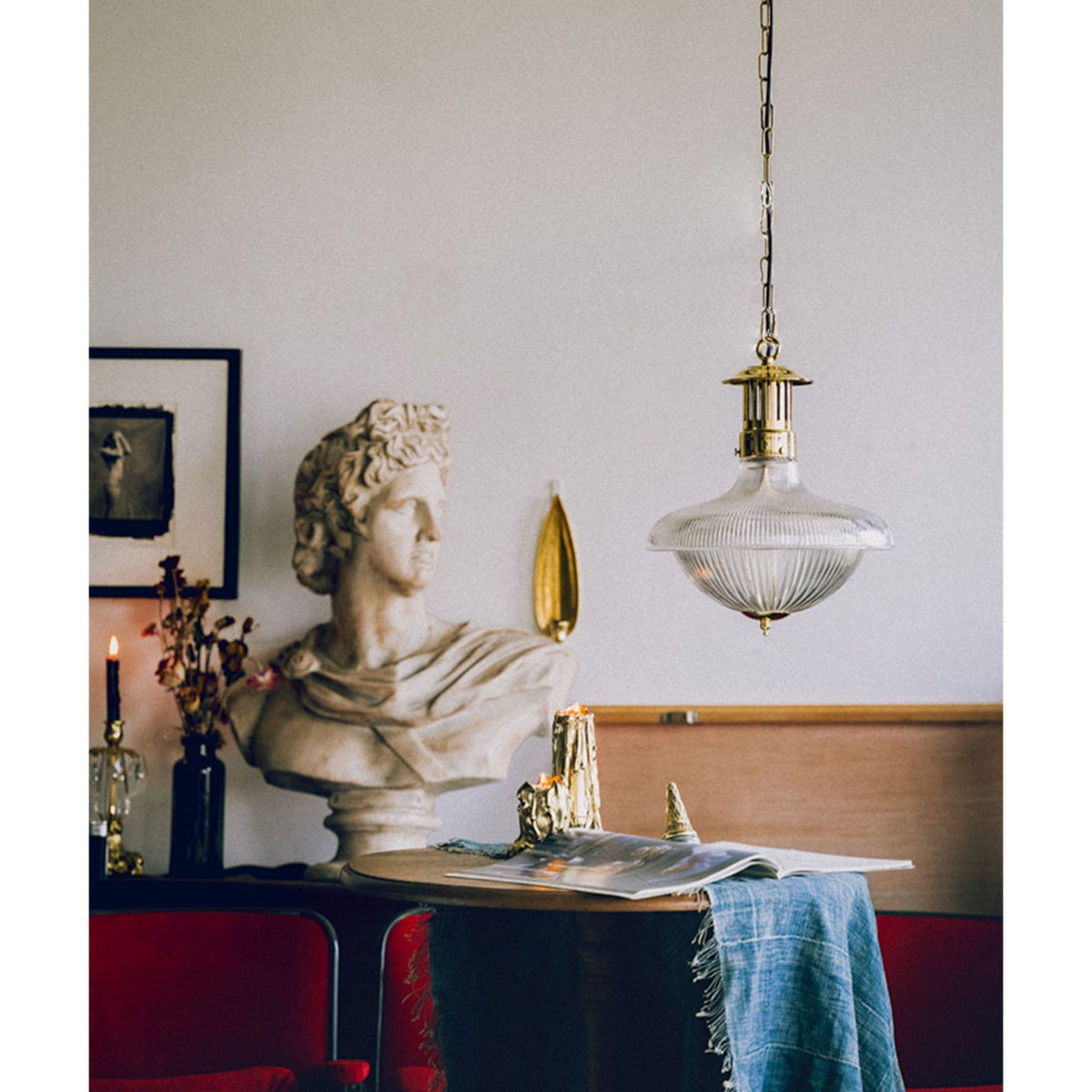 Velenora hanglamp van goudkleurig met helder