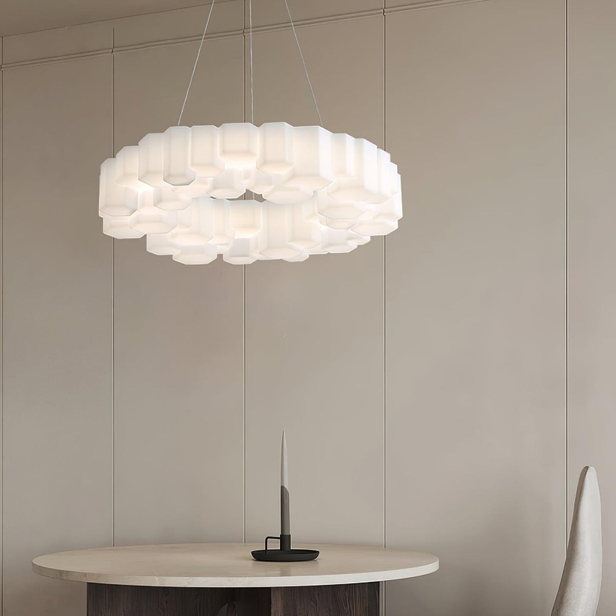 Lioreiel kroonluchter honingraatglansend wit polycarbonaat