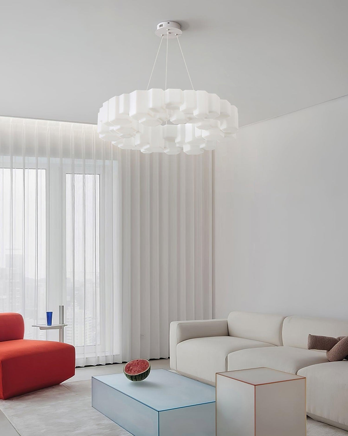 Lioreiel kroonluchter honingraatglansend wit polycarbonaat