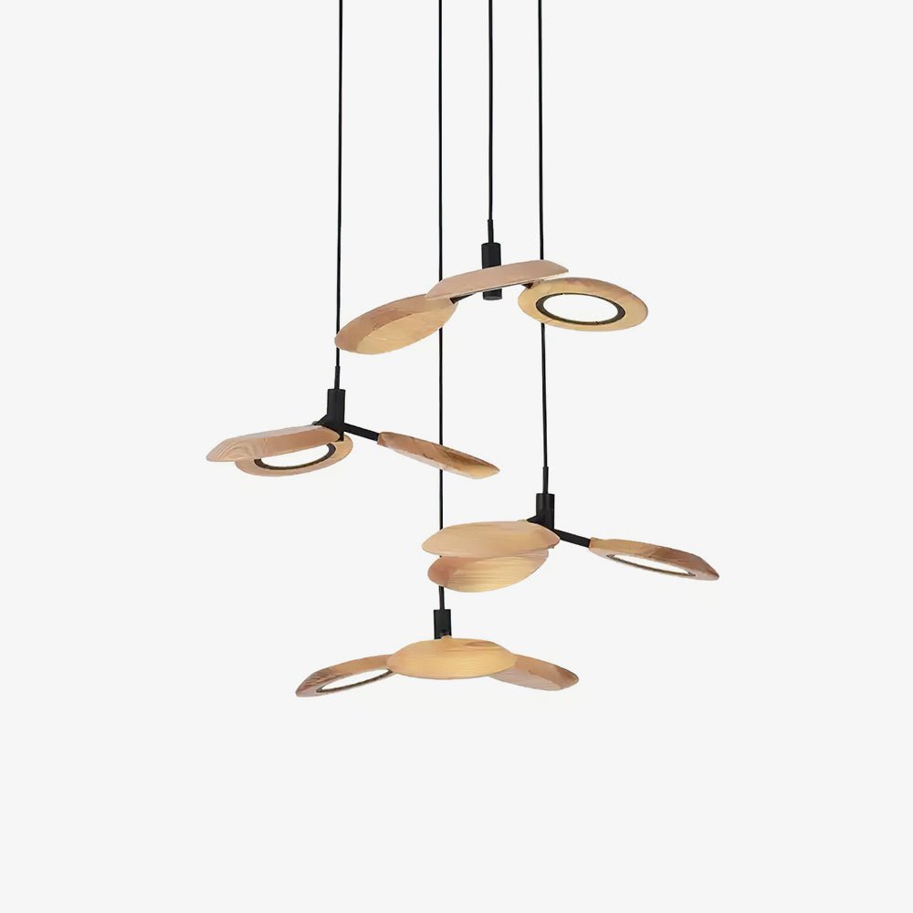 Alnoraris hanglamp met drie lagen van houten schijven