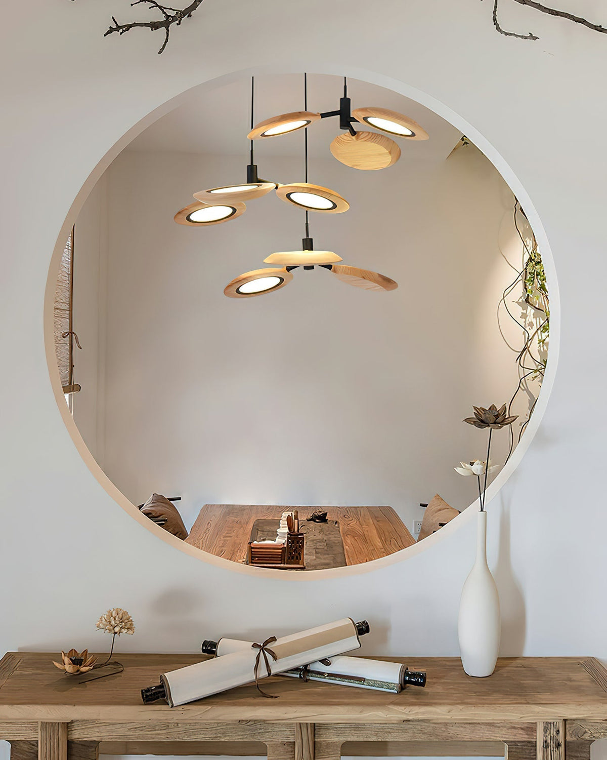 Alnoraris hanglamp met drie lagen van houten schijven