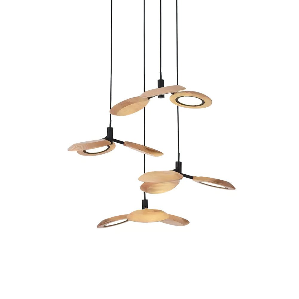 Alnoraris hanglamp met drie lagen van houten schijven