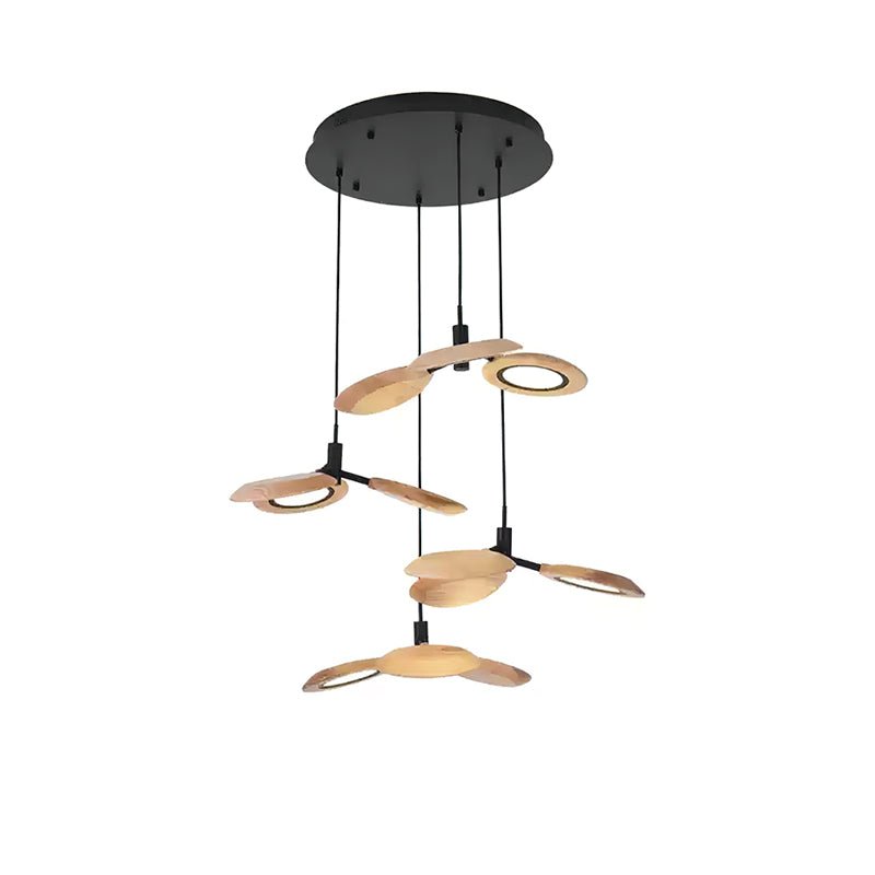 Alnoraris hanglamp met drie lagen van houten schijven