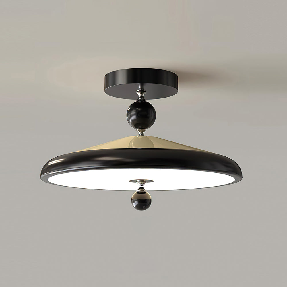 Sorvian plafondlamp met houten frame rond midcentury