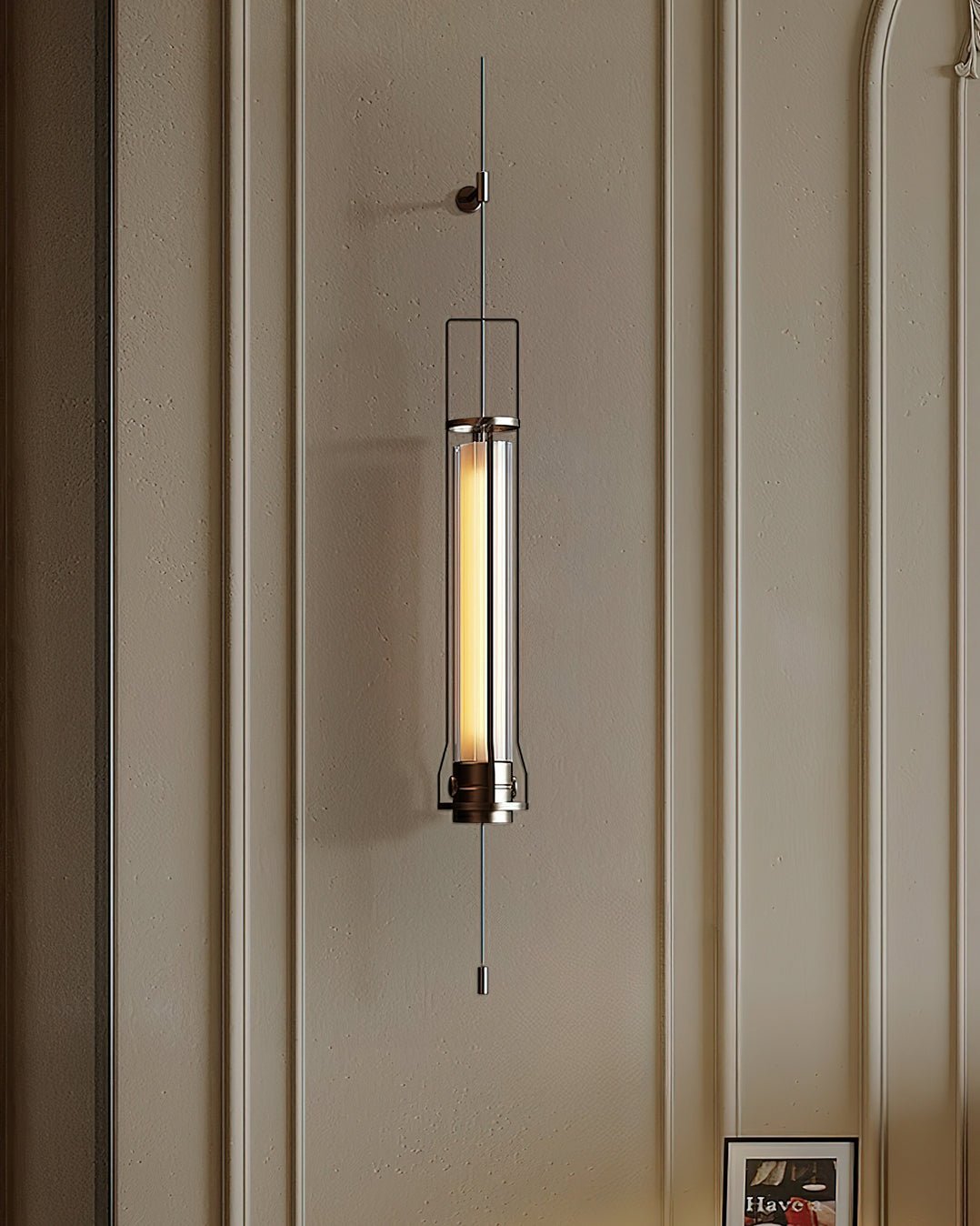 Lioralora moderne minimalistische wandlamp met cilindervormig glazen kapje