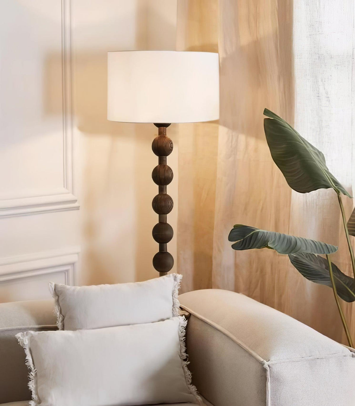 Paston houten vloerlamp met stoffen kap