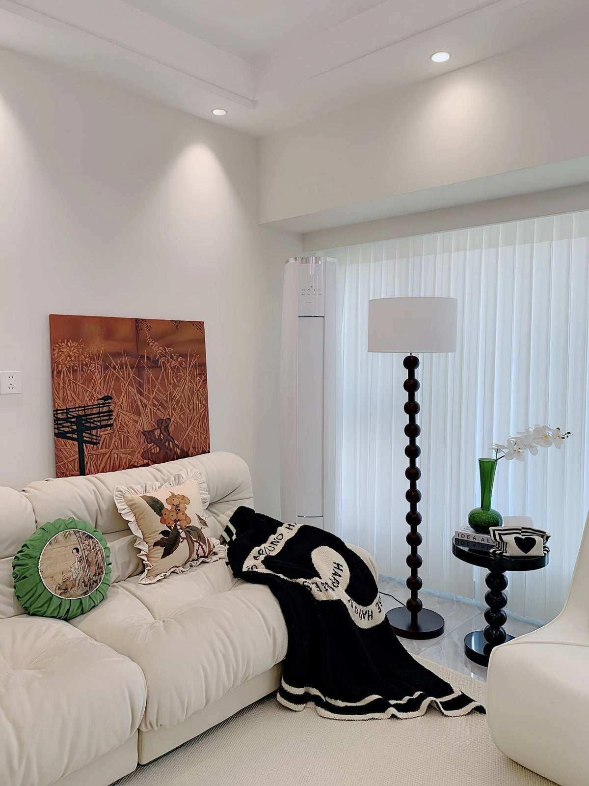 Paston houten vloerlamp met stoffen kap