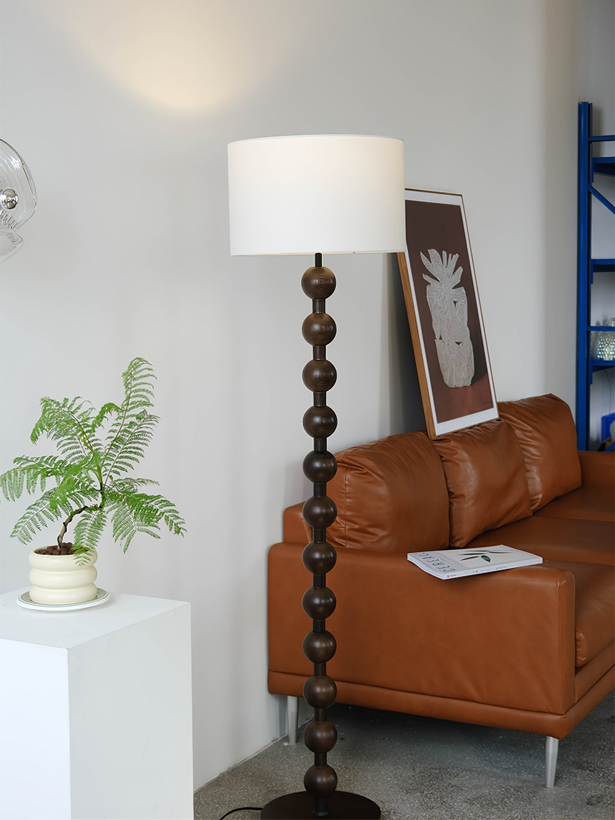 Paston houten vloerlamp met stoffen kap