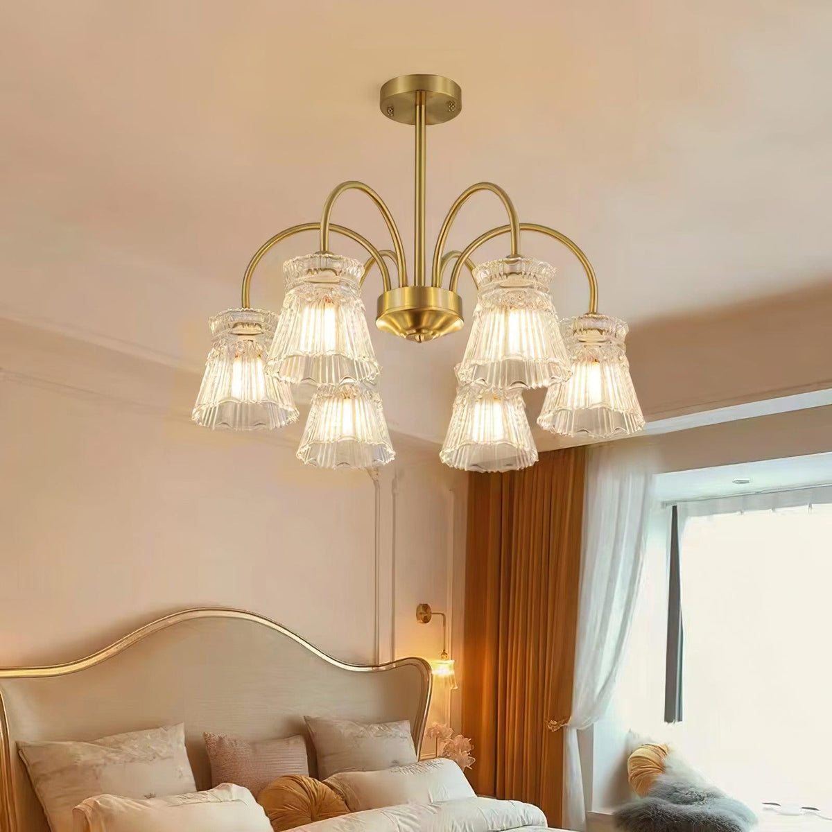 Rostor Kroonluchter Kristalglas Midcentury goudkleurig