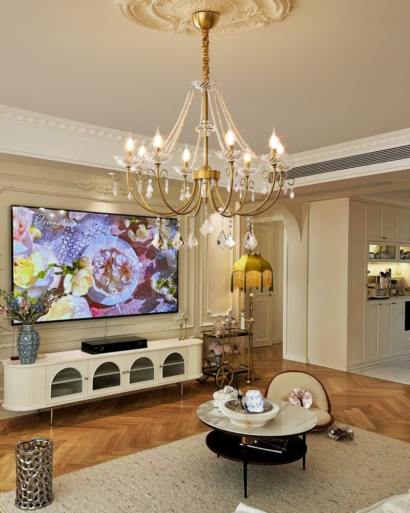 Elyisian kroonluchter met parel kristal elegante klassieke stijl