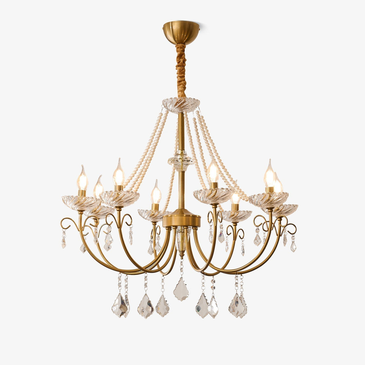 Elyisian kroonluchter met parel kristal elegante klassieke stijl