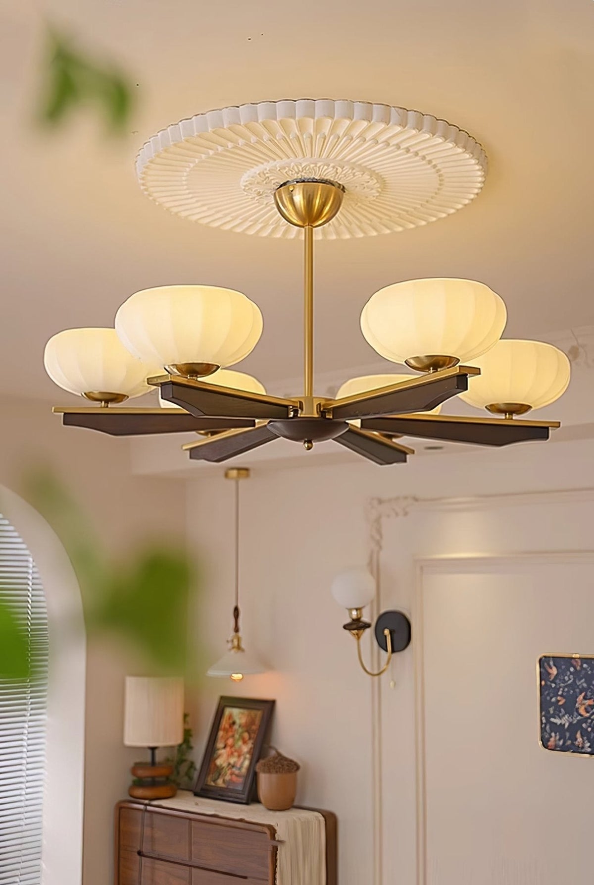Uzoror Traditionele Elegantie Vintage Hout Kroonluchter