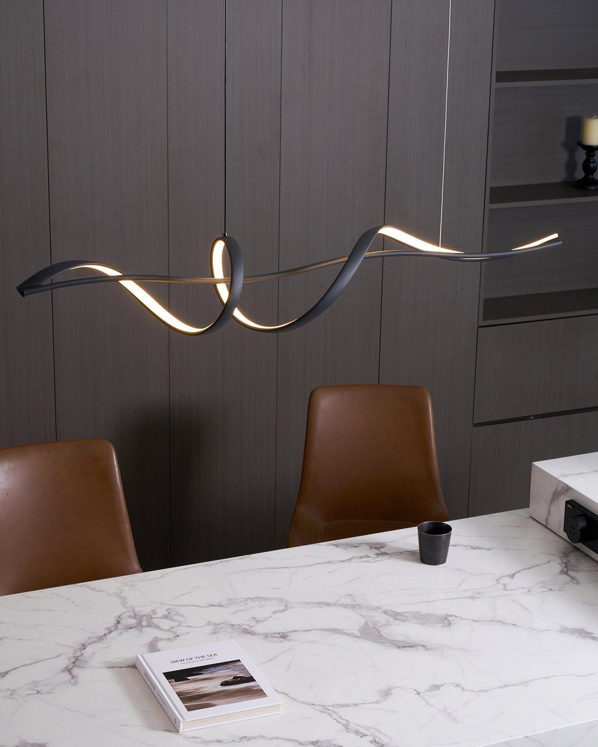 Calelina modern zwart LED Wave hanglamp