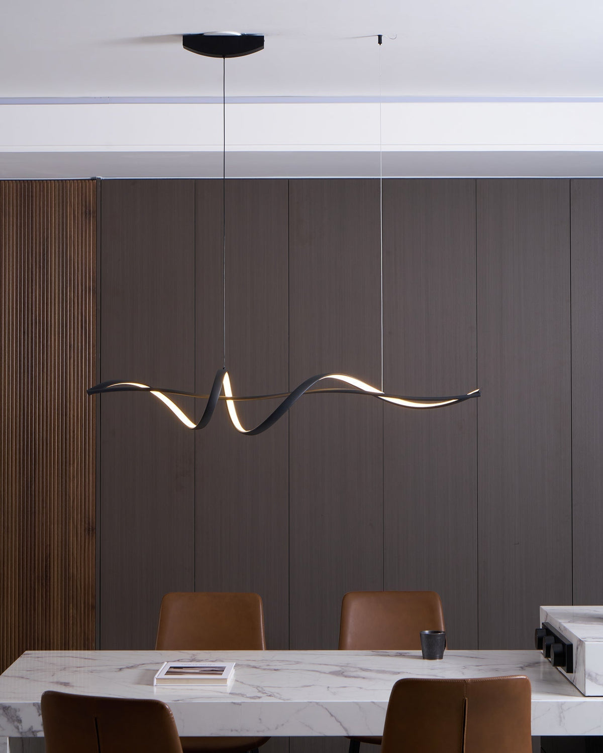 Calelina modern zwart LED Wave hanglamp