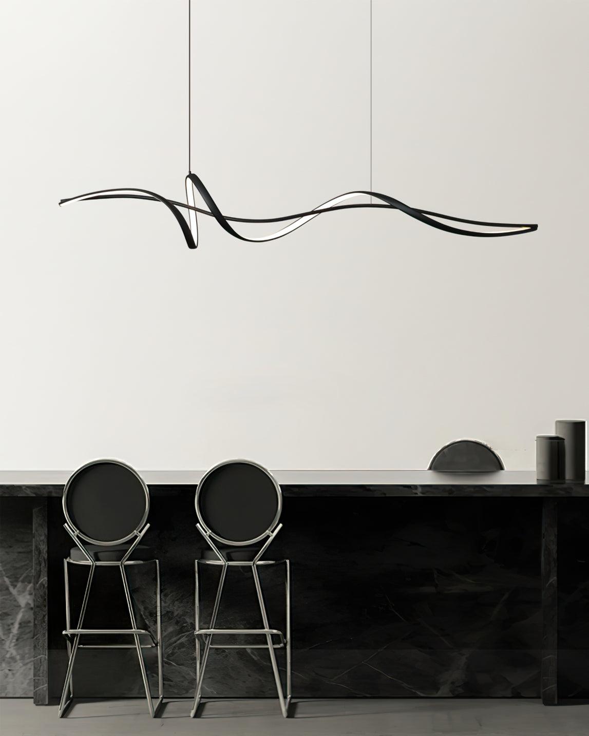Calelina modern zwart LED Wave hanglamp