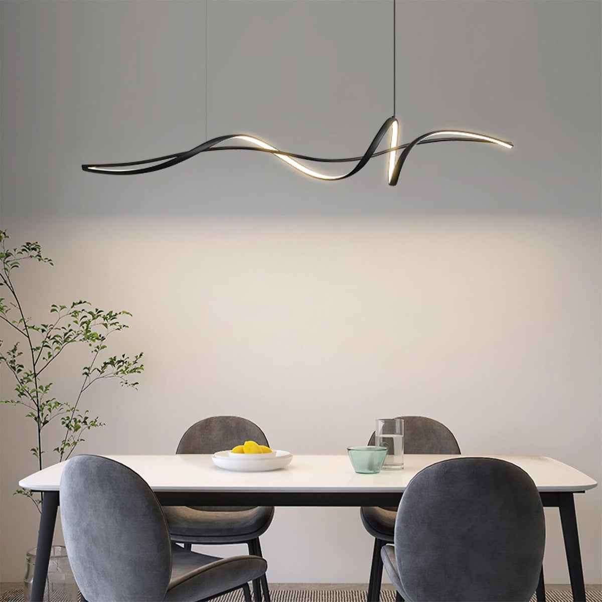 Calelina modern zwart LED Wave hanglamp