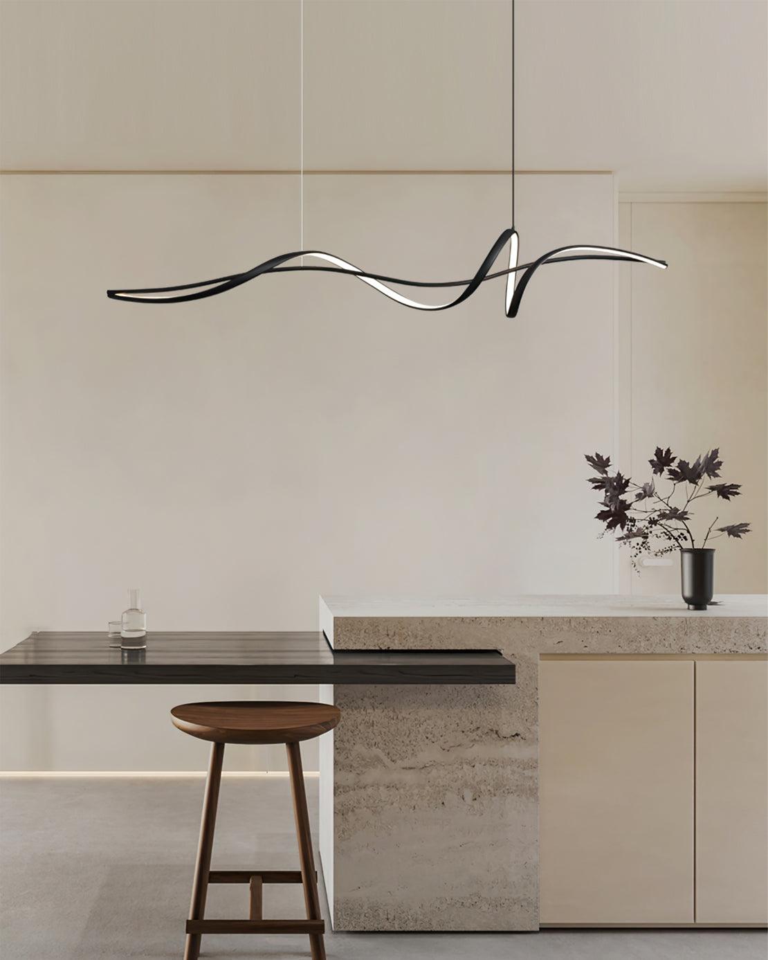 Calelina modern zwart LED Wave hanglamp