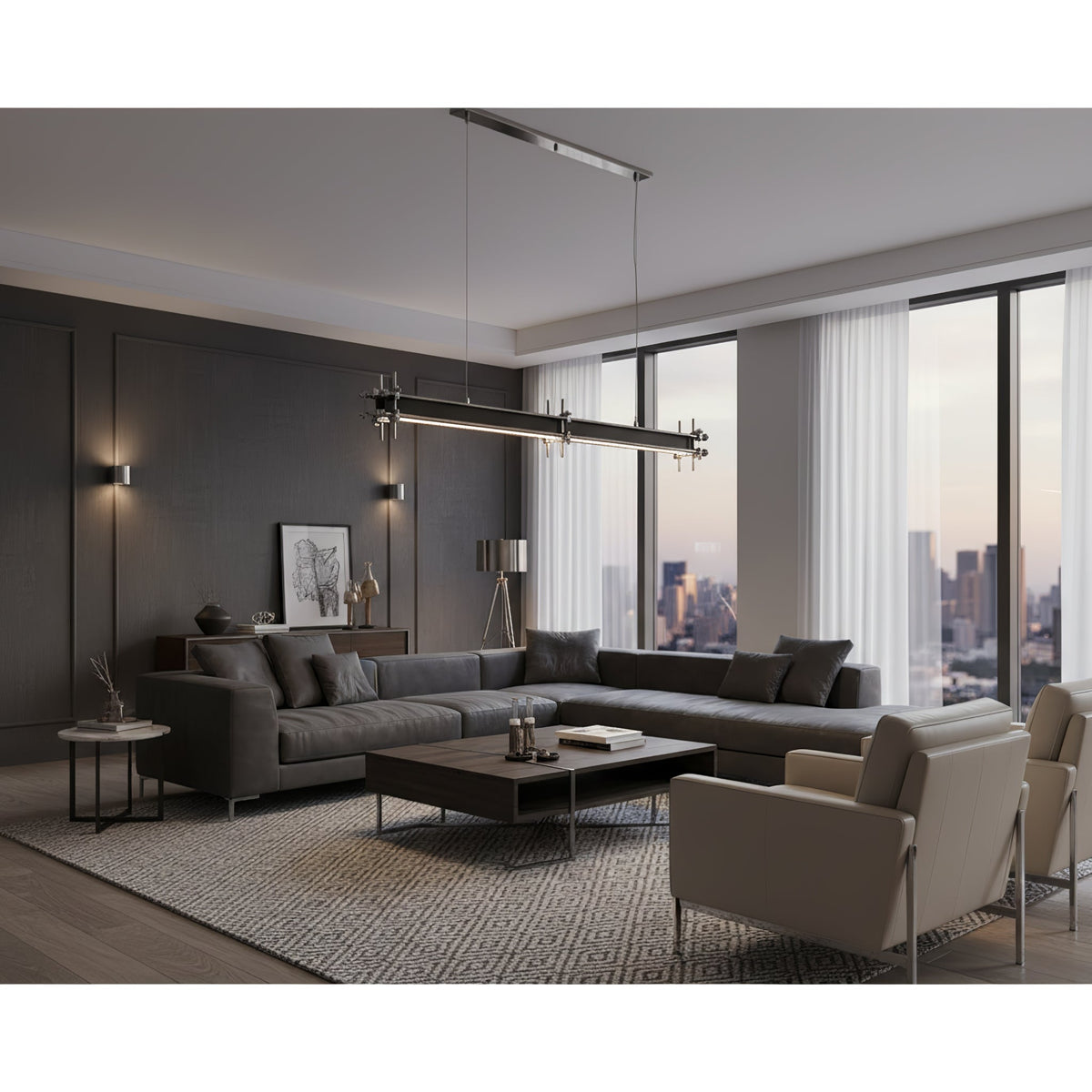 Kolve Industriële hanglamp met lineaire as