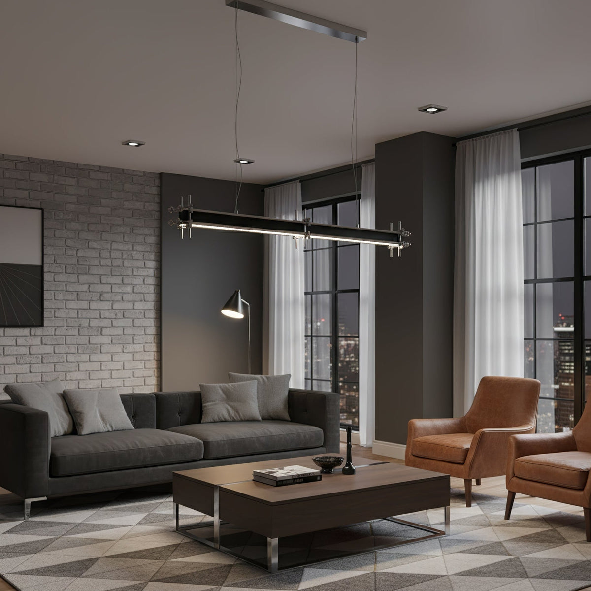 Kolve Industriële hanglamp met lineaire as